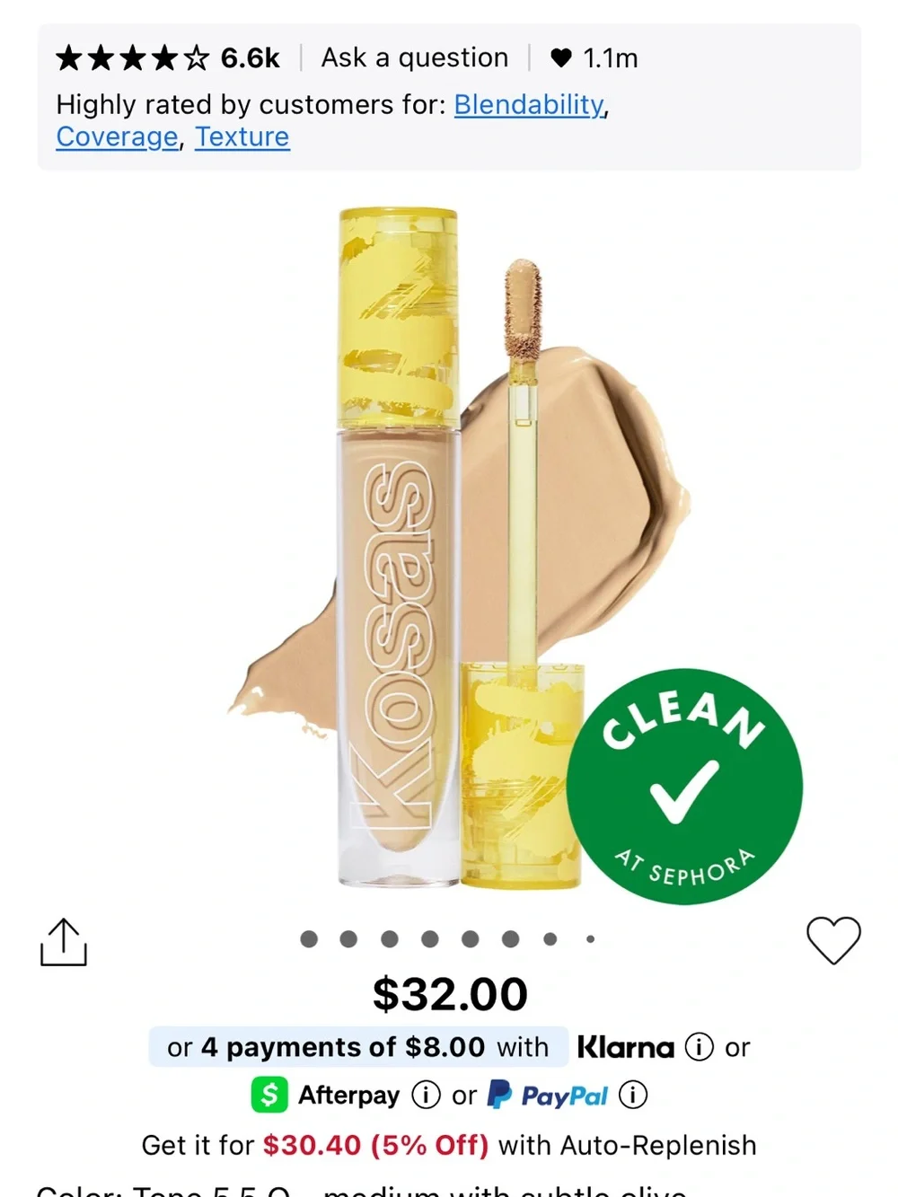 Kosas Revealer Brightening Concealer - medium with olive undertones